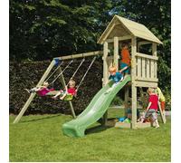 Aire de jeux en bois avec toboggan et balançoire - Kiosk + Module Swing