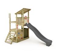 Fatmoose Aire de Jeux Portique d'escalade FruityForest Fun XXL avec Toboggan Anthracite, extérieur Enfants Tour d'escalade avec bac à Sable, échelle & Accessoires de Jeux