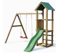 Tour avec toboggan balançoire double aire de jeux de jardin en bois Lucas Multicolore G