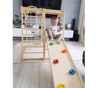 Aire de jeux en bois pour enfants – ensemble toboggan, balançoire et structure d’escalade pour tout-petits