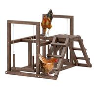 Aire de jeux en bois pour poule - PawHut - avec balançoire, échelle, plateformes - 82 x 60 x 55 cm - marron
