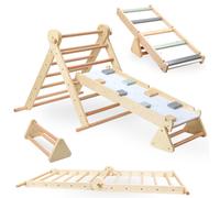 Mamabrum – Aire de jeux Triangle Pikler – Échelle ajustable, mur d'escalade, 3 niveaux, 50 kg max