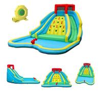 Aire de Jeux Gonflable avec Souffleur-Château Gonflable 5 en 1 pour Enfants 3-10 Ans avec Double Toboggan, 427 x 366 x 229 cm