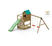 Aire De Jeux Jarcas + Balançoire Double + Toboggan Vert