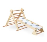 Aire de jeux Mamabrum Triangle Pikler Échelle ajustable et un mur d'escalade- 3 niveaux- 50kg max