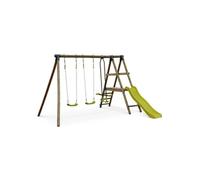 Aire de jeux MARIN en bois avec toboggan, 1 face à face, 2 balançoires, pin autoclave
