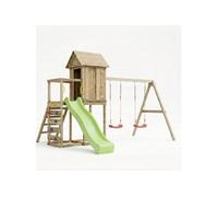 Aire de jeux MAXPLAY 5 - Balançoire double - Toboggan 2.2m - Maisonnette - Multicolore - 3-12 ans