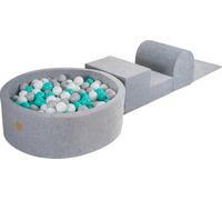 Aire de jeux MeowBaby en mousse Ensemble de 3 éléments en mousse avec piscine à balles rondes, 200 balles, velours, gris clair : blanc/gris/turquoise