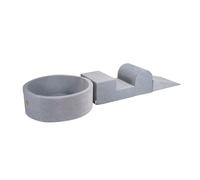 Aire de jeux MeowBaby en mousse Ensemble de 3 éléments en mousse avec piscine à balles rondes, velours, gris clair, sans balles