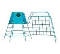 Aire de jeux métal EXPLORER TOUR bleu - tapis explorer - hublot - pont de singe - filet à grimper - kit d'ancrage h201 cm Bleu