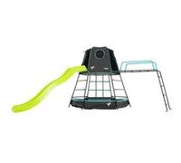 Aire de jeux métal EXPLORER TOUR noir - tapis explorer - pont de singe - toboggan - piscine à balles h201 cm Noir