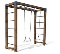 Aire de jeux multi-activités en bois avec 2 balançoires HECTOR