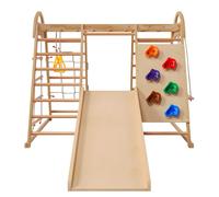 Aire de jeux multifonctions 7 en 1. Balançoire, échelle d'escalade, toboggan, filet d'escalade, pierre d'escalade en plastique