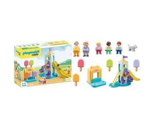 Aire de Jeux Playmobil 1.2.3 - Château Médiéval avec Grande Roue et Toboggan