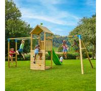 Aire de jeux pont de singe, 2 balançoires et toboggan - bois fsc® - tamarin sky