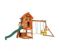 Backyard Discovery - Aire de jeux en bois Atlantic - toboggan, mur d'escalade, bac à sable +3 ans