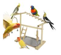 Aire de jeux pour oiseaux, échelle d'escalade debout | Support de perroquet en bois avec plateau et tasse en acier inoxydable amovibles, appât mordant pour trouver des accessoires de cage pour