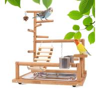Aire De Jeux pour Oiseaux, Jouets pour Oiseaux, Aire De Jeux Perroquet, Terrain De Jeu pour Perroquet avec Gobelet d'alimentation Balançoire Échelle Plateau pour Perruches, Calopsittes 37x26x44CM