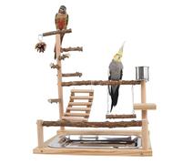 Aire de Jeux pour Oiseaux Support pour Perroquet en Bois Naturel avec Tasse d'alimentation Support pour perchoir à Oiseaux Jouer à la Salle de Sport Jouets pour perroquets Perchoir Polyvalent pour ca