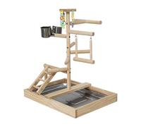 Aire de jeux pour perruches à l'intérieur de la cage, perchoir à oiseaux | pour cage - Conure en bois naturel, balançoire pour inséparable, poteau central