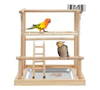 Aire de jeux pour perruches, perroquets, 3 niveaux pour perruches, perruches, avec balançoire et bols en acier inoxydable pour perruches, cacatoès, cage à oiseaux