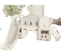 Aire de jeux toboggan bébé, toboggan intérieur multifonctionnel, structure de jeu sécurisée, GD02-BLANC GRIS