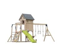 Axi Duncan Aire De Jeux En Bois, 2 Balançoires, 1 Toboggan - Vert Citron | Maisonnette / Equipement De Jeux Xxl Pour Enfants Avec Structure D'Escalade, Barres Fixes Et Trapèze | Pour Le Jardin