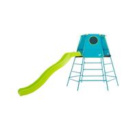 TP Toys Aire de Jeux Métal Galvanisé Explorer - Toboggan Double Vague 220 cm - Structure Réglable 18 mois à 12 ans - Bleu/Vert - Jeu Extérieur Enfant