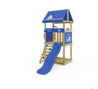 Aire de jeux WICKEY DinkyHouse - Toboggan bleu et bac à sable - Aire de jeux d'aventure pour les tout-petits
