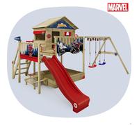Aire de jeux WICKEY Marvel Quest Spiderman - Toboggan 220 cm, balançoire & mur d’escalade - Garantie 10 ans*