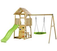 Aire De Jeux Woodi - Balançoires Et Nid, Toboggan, Escalade, Bac A Sable, Table Marron TU