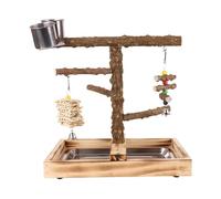 Aire de x Perroquet Perchoir pour Calopsittes avec Mangeoires | Accessoires en Bois pour Calopsittes, Inséparables, Perruches et Conures, Alimentation, Dressage et en Intérieur et