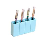 Aire Organisateur de Bureau Modulable en Plastique Biosourcé Bleu Clair, Pot à Crayons et Maquillage Multicolore, Design Tetris