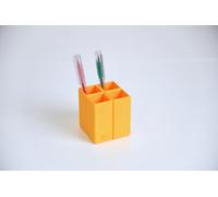 Aire Organisateur de Bureau Modulable en Plastique Biosourcé Jaune, Pot à Crayons et Maquillage Multicolore, Design Tetris