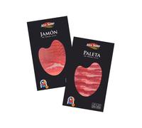 Aire Sano - Coffret de Jambon et Épaule DOP Teruel (10 Sachets de Jambon de 80 g) + (5 Sachets d'Épaule de 80 g) - Riche en Protéines, Sans Gluten et Sans Lactose - Emballés Sous Vide
