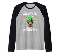 Airedale Terrier is My Lucky Charm St Patricks Day Dogs Manche Raglan