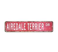 Airedale Terrier Signes Airedale Panneau personnalisé en métal pour extérieur Cadeau mural vintage en métal Décoration murale rustique pour chambre à coucher, salon, porche d'entrée