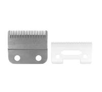 AIRERA Professional 2-Hole Lames de Remplacement Set #2161, 1 Lame Fixe en acier au Carbone, 1 Lame Mobile en Céramique, compatible avec Tondeuse à Cheveux Wahl 5 Star Series Magic Clip 8148(Argent)