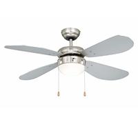 aireRyder Classic - Ventilateur de Plafond Silencieux Nickel Brossé & argent - 3 Vitesses, Modes Été/Hiver, Installation Facile sur Plafond Inclinés - Design Intemporel pour Salon, Chambre, Bureau