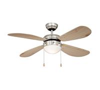 aireRyder Classic - Ventilateur de Plafond Silencieux Nickel Brossé & Pin - 3 Vitesses, Modes Été/Hiver, Installation Facile sur Plafond Inclinés - Design Intemporel pour Salon, Chambre, Bureau