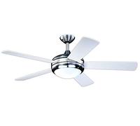 AireRyder FN75537 Ventilateur de Plafond Ursa avec télécommande et éclairage, boîtier Satin Nickel, Couleur des pales Blanc/pin, 132 cm, Métal, 75 W, 132 x 132 x 43 cm