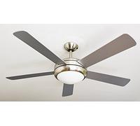 Ventilateur plafond avec Lampe et Télécommande URSA Pales Noyer & Argent 132 cm