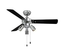AireRyder Ventilateur de plafond Cyrus avec éclairage et tirettes, 107 cm, finition chrome brillant, pâles réversibles noir / argent