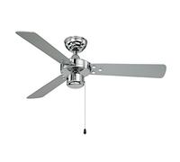 AireRyder Ventilateur de plafond Cyrus FN44444N, 107 cm, chrome, pales réversibles noir/argent