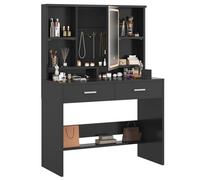 Airfish Coiffeuse de Maquillage avec Miroir LED, 3 Couleurs avec Luminosité Réglable, Table de Maquillage avec Espace pour Bijoux, Étagères Réglables, 2 Tiroirs (Noir)