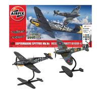 Airfix Coffret cadeau - Kits de modélisme d'avion - A50194 Supermarine Spitfire Mk.Vc vs Bf109F-4 Dogfight Ensemble de construction double modèle à l'échelle 1:72 pour adultes et enfants de 8 ans et
