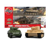 Airfix Model Tank - A50186 Classic Conflict Tiger 1 vs Sherman Firefly, kits de modèles en plastique pour adultes et enfants de 14 ans et plus, échelle 1:72, niveau de compétence 1, modèles militaires
