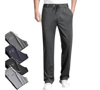 AirFlexion Pantalon confortable en soie glacée à enfiler pour tous les jours, doux et soyeux, respirant, ne se déforme pas, pantalon à flexion d'air, gris, 7XL