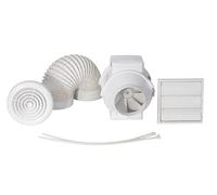 Airflow Aventa 9041407 Lot de 4 Ventilateurs Salle de Bain, Ventilateurs de Douche en Ligne avec Minuteur 100 mm