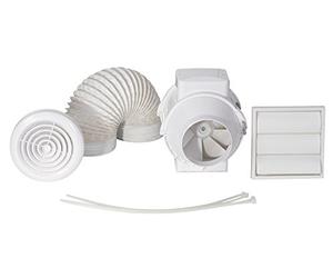 Airflow Aventa Kit Extracteur 125mm avec minuterie - conduit 6m, attaches, grilles blanches, silencieux, 2 vitesses, garantie 3 ans
